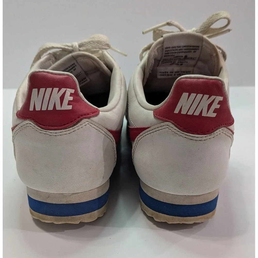 Nike Cortez Basic Sneakers Womens 8.5 White Red Blue 807471-103 Leather Low Top